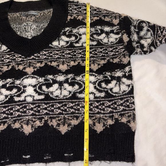 Anthropologie Slouchy V-Neck Distressed Sweater Oversized Soft Cozy SMALL - Picture 10 of 10